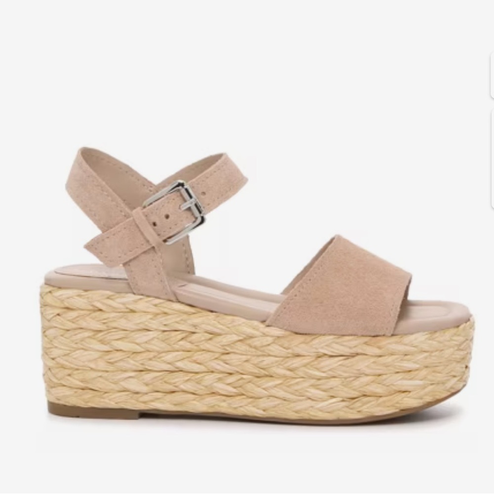 Mark Fisher LTD PimkSuede Alida Ankle Strap Espadrille Platform Wedge sz 11 NIB